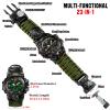 23-in-1 Survival Military Digital Watch, Mens Tactical Multi-Functional and Adjustable Wristband Outdoors Waterproof Army Green Sports Watches with Compass Paracord Band view 3