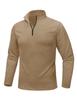 MAGCOMSEN Mens Quarter Zip Pullover Thermal Fleece Lined Golf Shirts Lightweight Running Athletic Sweatshirts Khaki,S view 1