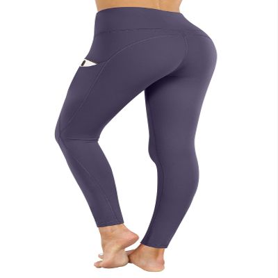 PHISOCKAT High Waist Yoga Pants Women with Pockets, Leggings for Women Tummy Control, Workout Leggings Light Purple