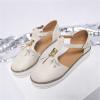Women's Flatform Sandals,Soft Sole Comfy Flats Platform Tassels Canvas Shoes Closed Toe Sandal Summer Casual Suede Loafers Beige view 2