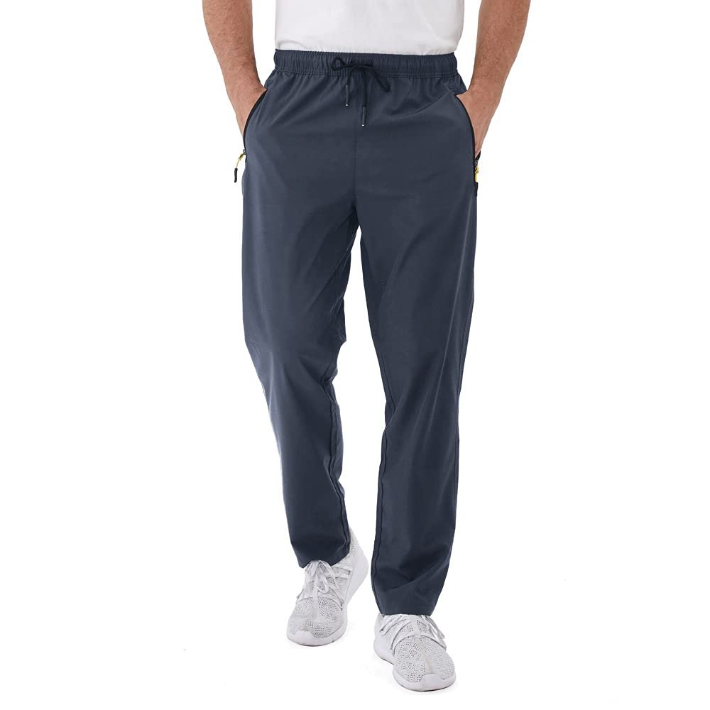 Rapoo Men's Workout Athletic Sweatpants Joggers Pants Elastic Waist Jogging Running Pants for Men with Zipper Pockets 05 Coldgray L