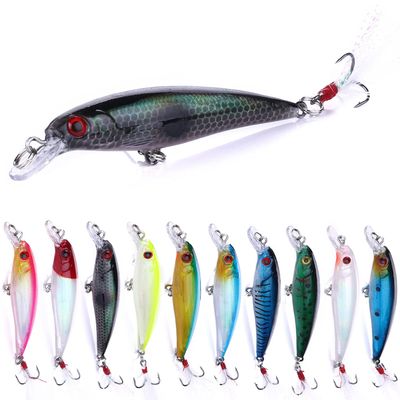Minnow Lures,Fishing Lures for Bass,Tackle CrankBait Swimbait Topwater Lures Trout Walleye Freshwater/Saltwater Artificial Lure,10pcs/Box