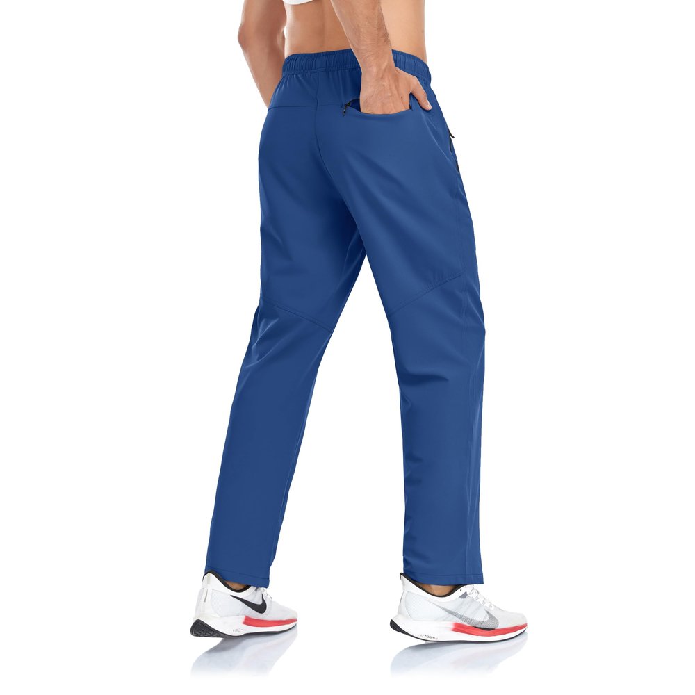 Rapoo Men's Workout Athletic Pants Elastic Waist Jogging Running Pants for Men with Zipper Pockets 05 Blue XL