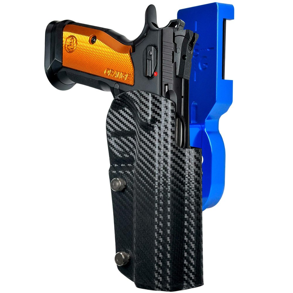 Pro Heavy Duty Competition Holster fits CZ Tactical Sport Orange (Right-Hand Draw, Blue/Carbon Fiber)