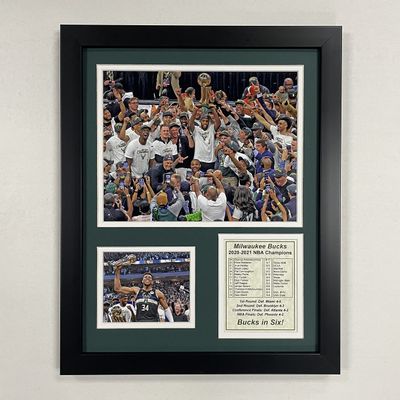 Legends Never Die, Inc. Milwaukee Bucks | 2020-2021 NBA Champions | 12"x15" Framed Photo Collage | Podium