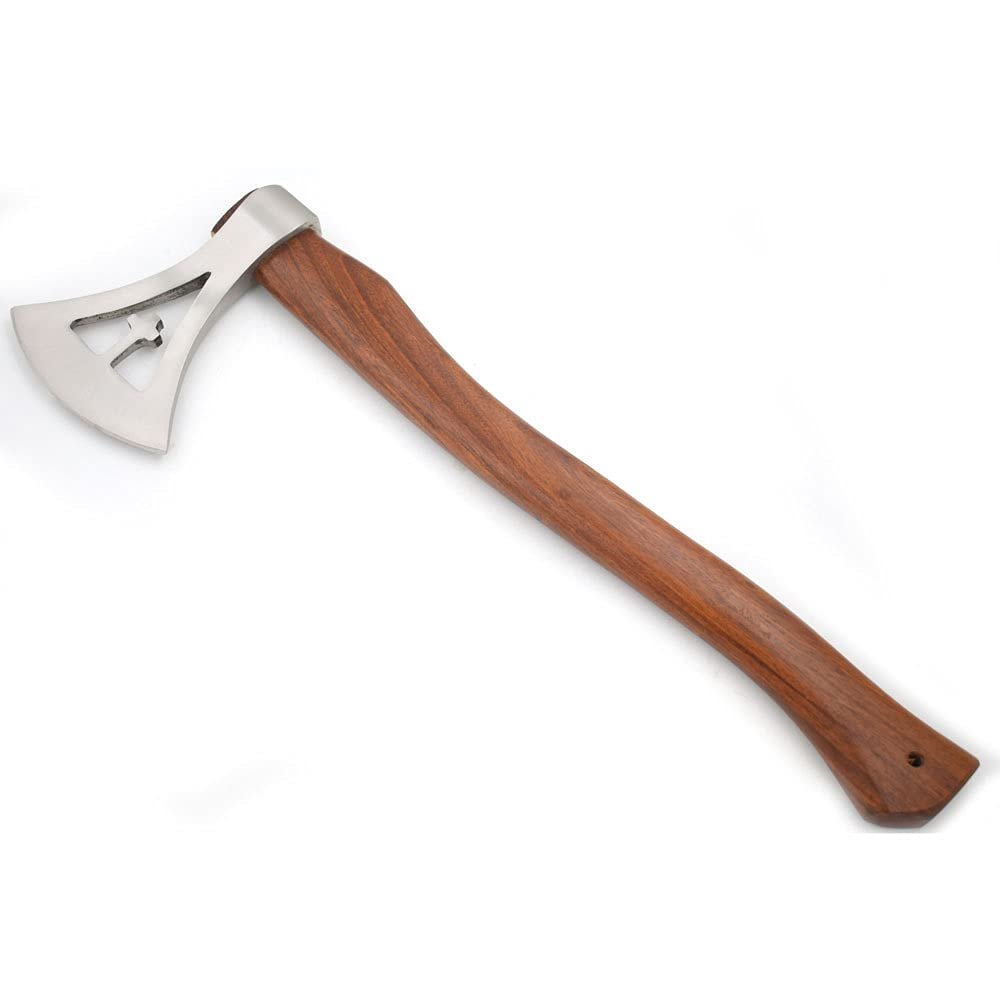 Hand Forged Viking Bearded Axe  1075 High Carbon Steel, Handmade Medieval Style Camping & Hunting Axe with Ash Wood Handle and Leather Sheath (Cross)