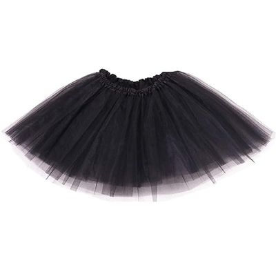 Black Tutu Skirts for Women Mardi Gras Outfit Tulle Skirt Girls 5 Layers Adult Halloween Swan Costume Dress Party Favor (Black)