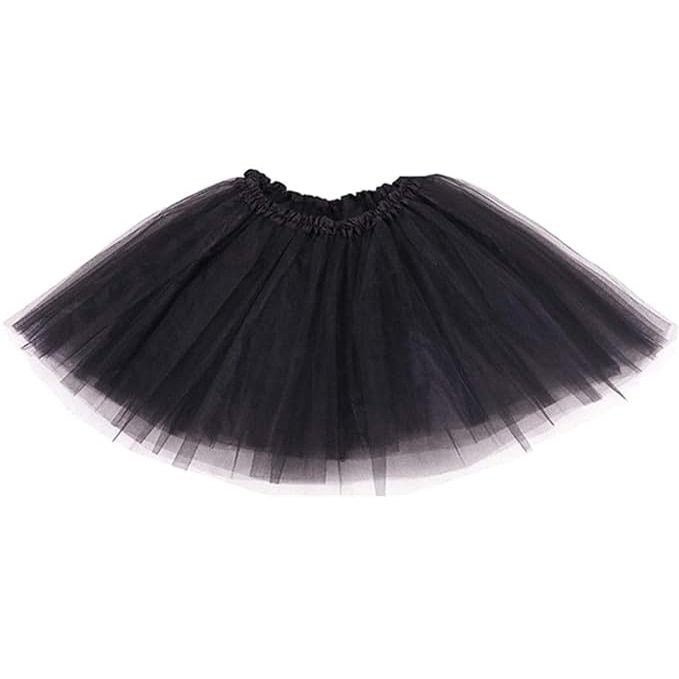 Black Tutu Skirts for Women Mardi Gras Outfit Tulle Skirt Girls 5 Layers Adult Halloween Swan Costume Dress Party Favor (Black)