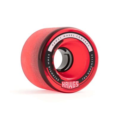 Landyachtz Fatty Hawgs Longboard Wheels Stone-Ground 63mm 78a (Clear Glossy Red 63mm) Set of 4
