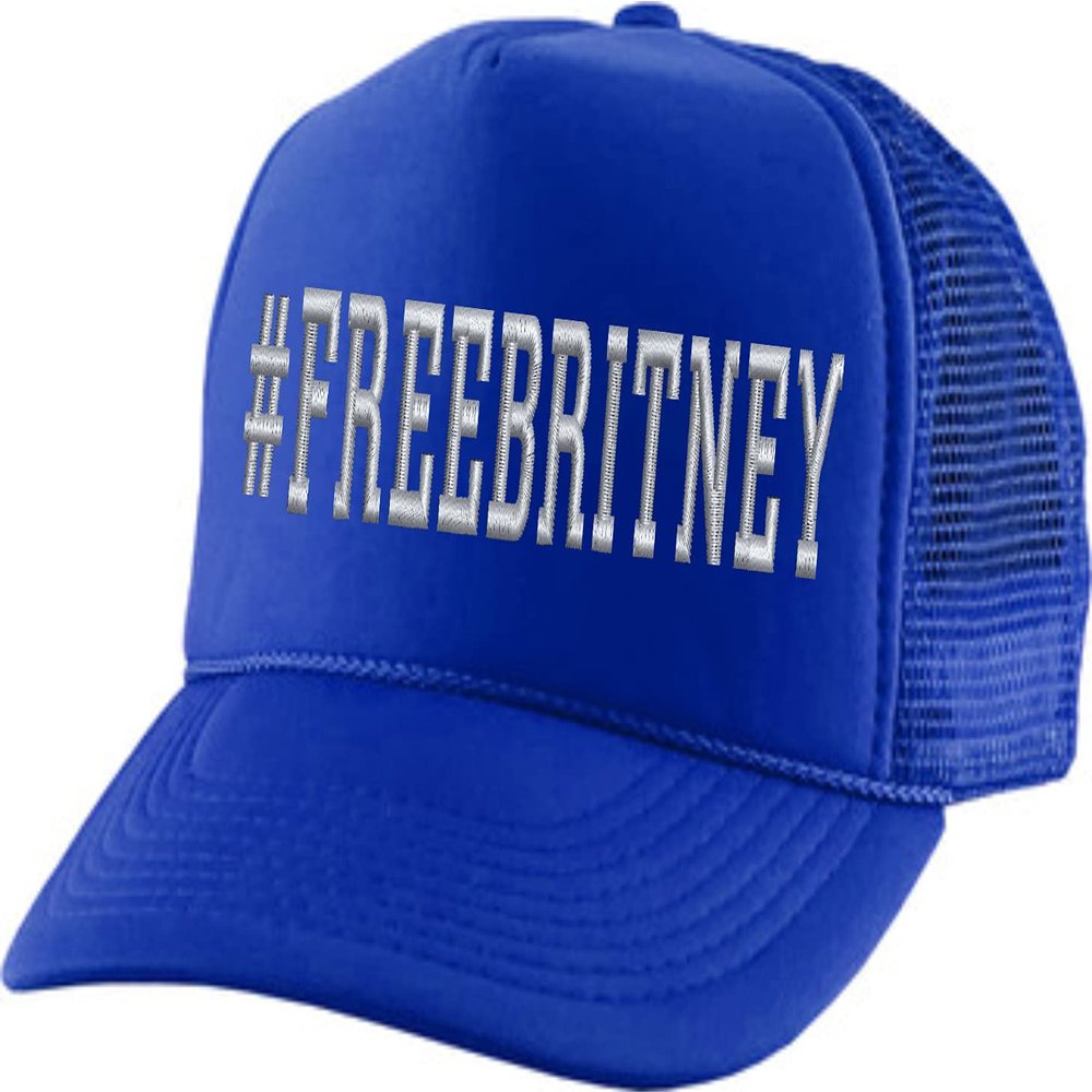 ALLNTRENDS Free Britney Cap Freebritney Embroidered Trucker Hat 90s Music Lovers Hashtag Caps (Royal Blue)