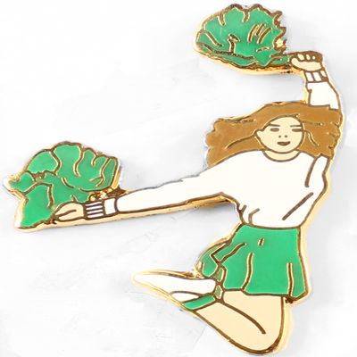 Snowflake Designs Green Pom Pom Cheerleading Pin - #1557