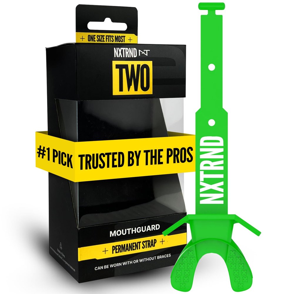 Nxtrnd Two Football Mouth Guard, Football Mouthpiece with Strap, Fits Adult & Youth (Green)