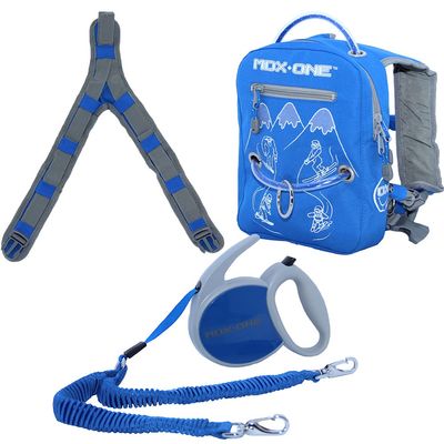 MDXONE Kids Ski & Snowboard Harness  Retractable Leash, Shock-Absorbing Bungees, Backpack & Removable Seat