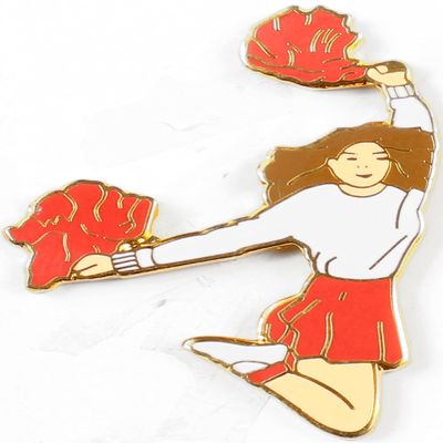 Snowflake Designs Red Pom Pom Cheerleading Pin - #1557