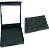 Black Glass Top Jewelry Case (Snap Close lid) w/ 1 Tray Insert (Black 50-Slot Plastic Tray) view 1