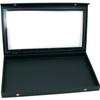 Black Glass Top Jewelry Case (Snap Close lid) w/ 1 Tray Insert (Black 50-Slot Plastic Tray) view 2