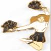 Snowflake Designs Black/White Pom Pom Cheerleading Pin - #1557 view 1