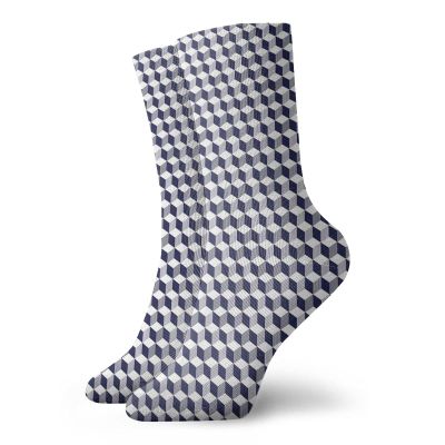 GULTMEE Fashion Compression Socks,Abstract Cube Shape Striped Geometric Three Dimension Pattern Squares And Lines,Performance Polyester Cushioned Athletic Crew Socks for Running,Athletic, -12 inch