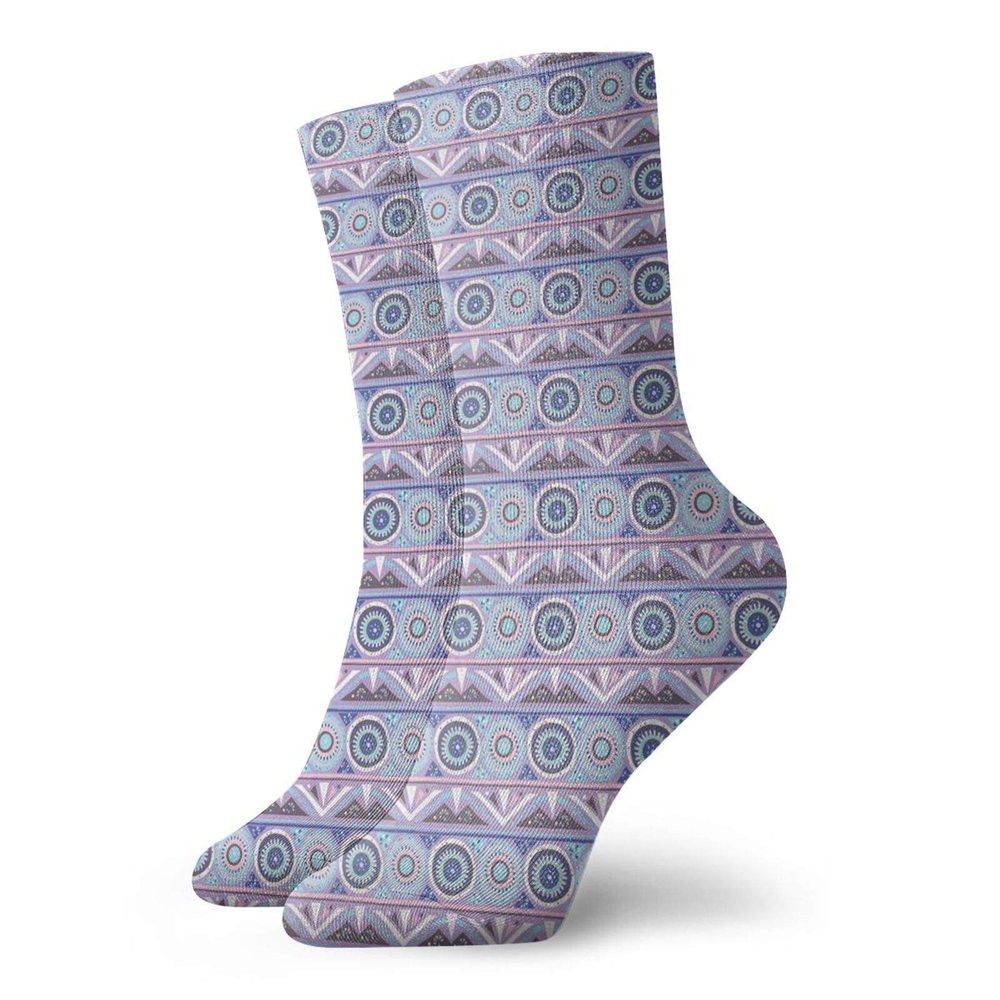 GULTMEE Funny Compression Socks Women and Men,Happy Colorful Bohemian Ornaments With Creative Circles Spots And Triangles,Best for Circulation,Running,Athletic,Nurse,Travel, -12 inch