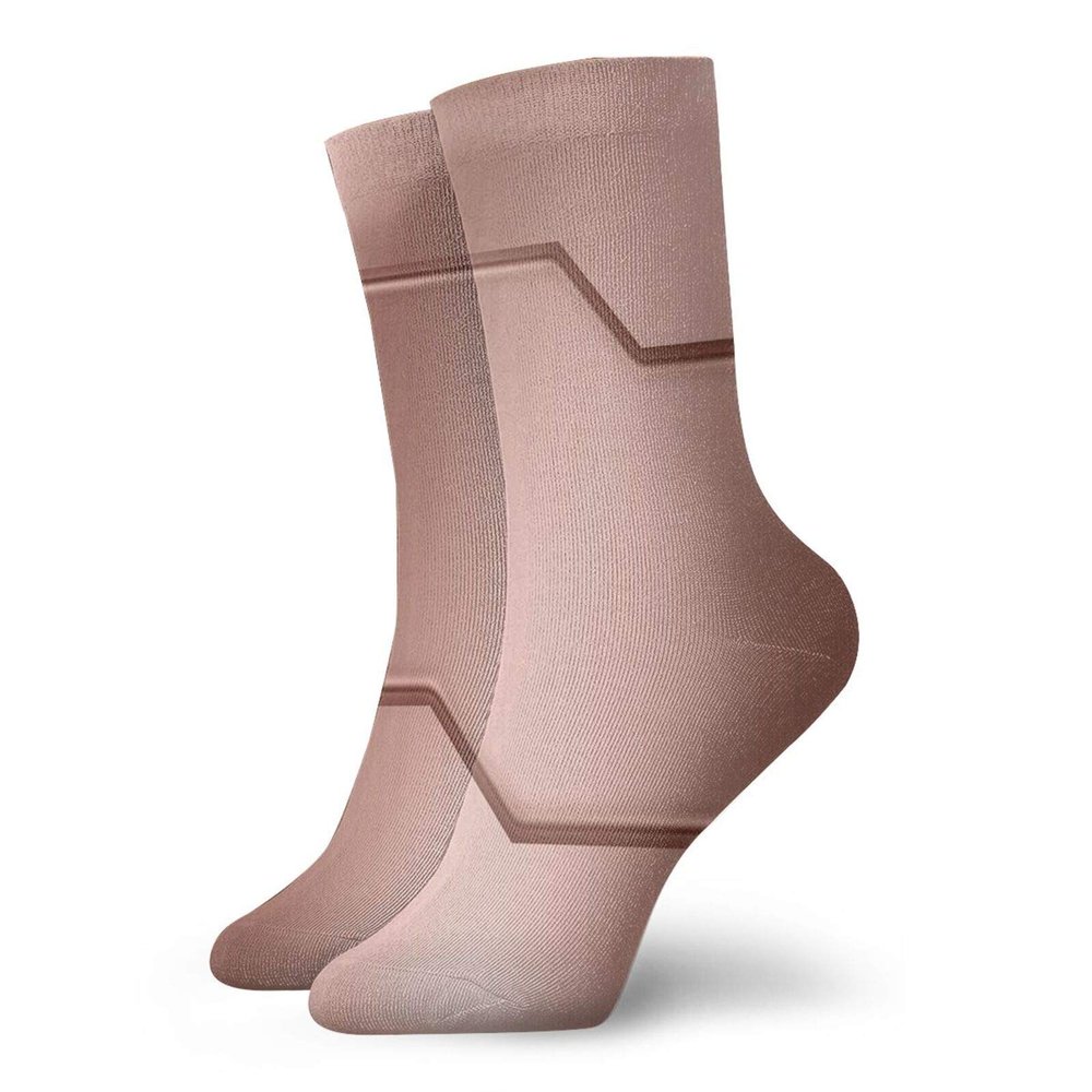 Industrial Fashion Compression Socks,Realistic Looking Steel Surface Plate Bar Image Technology Inspired,Performance Polyester Cushioned Athletic Crew Socks for Running,Athletic,Rose Gold -12 inch