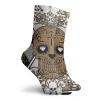 Tattoo Fashion Compression Socks,Wise Old And Brave Viking Warrior With His Long White Beard And Armour,Performance Polyester Cushioned Athletic Crew Socks for Running,Athletic,White Black -12 inch view 2