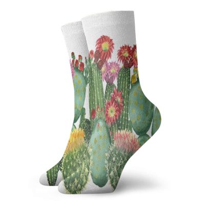 GULTMEE Cactus Funky Colorful Cushion Sport Socks,Saguaro Barrel Hedge Hog Prickly Pear,Athletic Cushioned Running Performance Crew Socks For Men/Women,Multicolor -12 inch