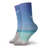 Tropical Fashion Compression Socks,Long Wooden Jetty Over Atoll Maldivian Sea Tropical Resort Vacation,Performance Polyester Cushioned Athletic Crew Socks for Running,Athletic,Aqua Blue White -12 inch view 1