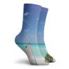 Tropical Fashion Compression Socks,Long Wooden Jetty Over Atoll Maldivian Sea Tropical Resort Vacation,Performance Polyester Cushioned Athletic Crew Socks for Running,Athletic,Aqua Blue White -12 inch view 2