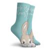 GULTMEE Quote Fashion Compression Socks,Some Bunny Loves You Text And,Performance Polyester Cushioned Athletic Crew Socks for Running,Athletic,Pale Blue Tan White -12 inch view 2