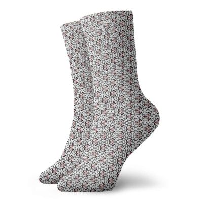GULTMEE Red And Black Funky Colorful Cushion Sport Socks,Abstract Heart Shaped Interlocking Circles With,Athletic Cushioned Running Performance Crew Socks For Men/Women,Black Ruby -12 inch