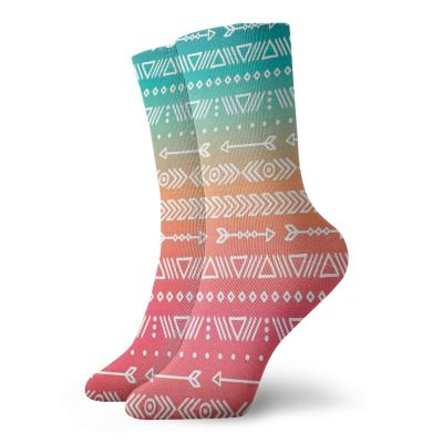 Arrow Decor Funny Compression Socks Women and Men,Colored Geometric Ethnic Aztec And Mayas And Arrows Bohemian Style Native Art,Best for Circulation,Running,Athletic,Nurse,Travel,Multi -12 inch