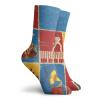 Funky Colorful Cushion Sport Socks,Retro Collage Illustration Of Different Instruments Guitar Violin Jazz Pop Art Boho,Athletic Cushioned Running Performance Crew Socks For Men/Women, -12 inch view 2