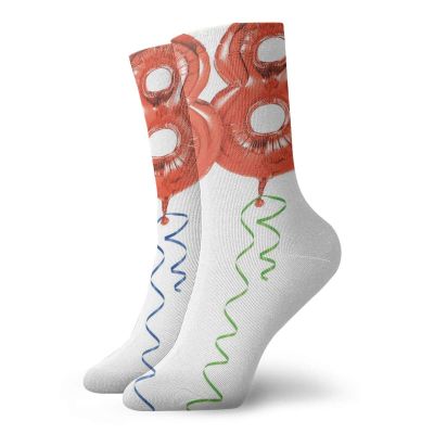 GULTMEE Fashion Compression Socks,Red Balloon Number Cheerful Party Elements Aging Design,Performance Polyester Cushioned Athletic Crew Socks for Running,Athletic, -12 inch