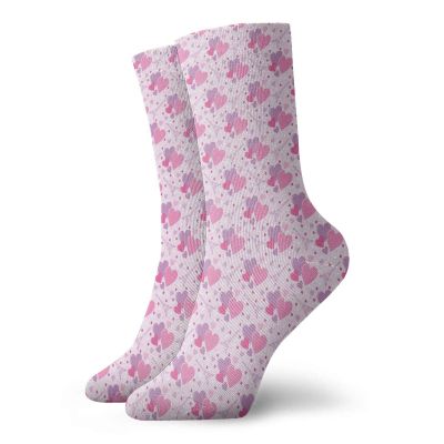 Hearts Funny Compression Socks Women and Men,Paris France Theme Image With Colorful Hearts And Eiffel Tower City Of Love Romantic,Best for Circulation,Running,Athletic,Nurse,Travel,Pink Lilac -12 inch