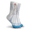 GULTMEE Anime Funky Colorful Cushion Sport Socks,Cartoon Illustration Of Cute Angel Wings,Athletic Cushioned Running Performance Crew Socks For Men/Women,White Blue -12 inch view 2