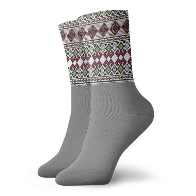 Retro Fashion Compression Socks,Illustration Of Ukrainian Ornament Traditional Borders Ethnic And Slovenian,Performance Polyester Cushioned Athletic Crew Socks for Running,Athletic,Multicolor -12 inch