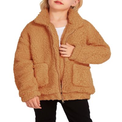 Arshiner Girls Winter Jacket Fleece Sweatter Lightweight Jackets Brown little girls
