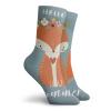 Hello Funny Compression Socks Women and Men,Greetings To The Coming Of Summer Season Drawing Of A Fox With Flourishing Flowers,Best for Circulation,Running,Athletic,Nurse,Travel,Multicolor -12 inch view 2