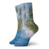 Ride The Wave Funny Compression Socks Women and Men,Surfer In Ocean By Bali Island Palm Trees Dreamy Nature Scenery,Best for Circulation,Running,Athletic,Nurse,Travel,Fern Green Violet Blue -12 inch view 1