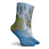 Ride The Wave Funny Compression Socks Women and Men,Surfer In Ocean By Bali Island Palm Trees Dreamy Nature Scenery,Best for Circulation,Running,Athletic,Nurse,Travel,Fern Green Violet Blue -12 inch view 2