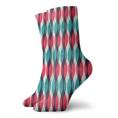 GULTMEE Vintage Funky Colorful Cushion Sport Socks,Vertical Curves With Grunge Effect Old,Athletic Cushioned Running Performance Crew Socks For Men/Women,Multicolor -12 inch