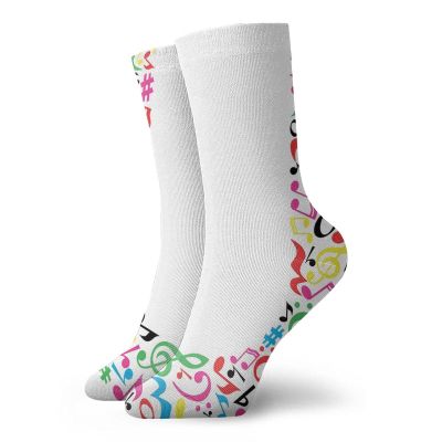 GULTMEE Funny Compression Socks Women and Men,Colorful Musical Elements Notes Major And Minor Graphic Alphabet Artwork Pattern,Best for Circulation,Running,Athletic,Nurse,Travel, -12 inch