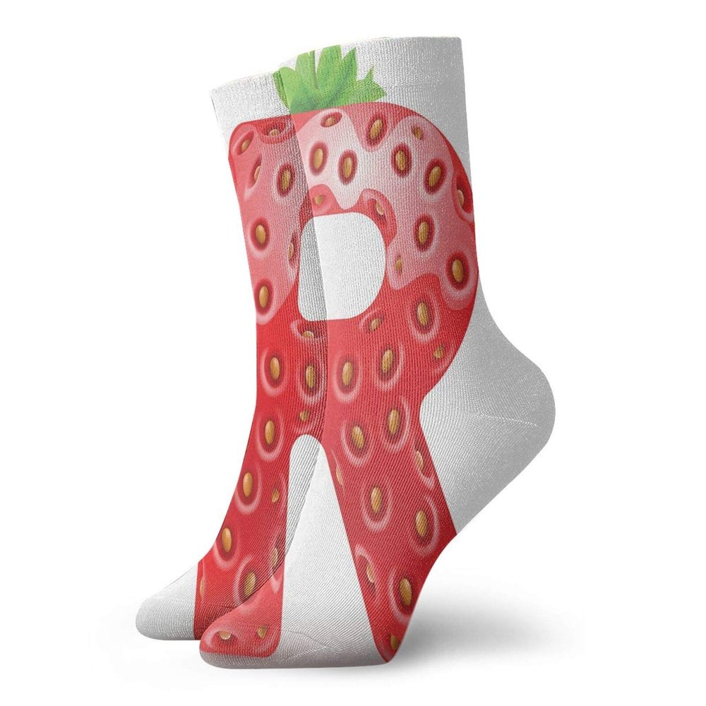 GULTMEE Funny Compression Socks Women and Men,Food Elements In Such A Way Resembling Capital R Summer Season Food,Best for Circulation,Running,Athletic,Nurse,Travel, -12 inch