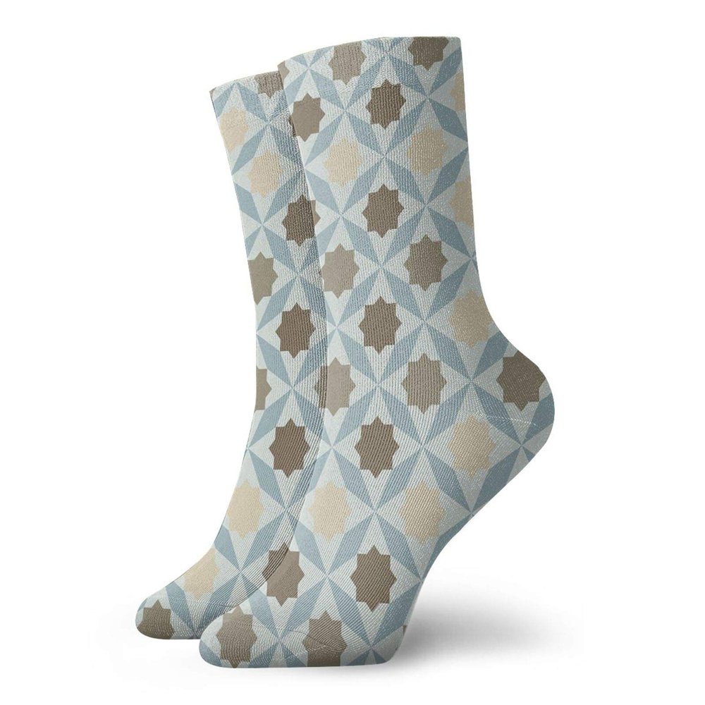 GULTMEE Funny Compression Socks Women and Men,Floral Arrangement Geometric Leaf Design Eastern Culture Influenced Abstract Work,Best for Circulation,Running,Athletic,Nurse,Travel, -12 inch