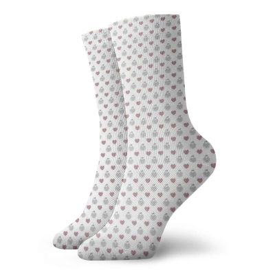 Hearts Fashion Compression Socks,Abstract Hand Drawn Stylized Hearts Built-In Pomegranate Fruit,Performance Polyester Cushioned Athletic Crew Socks for Running,Athletic,Scarlet Black White -12 inch