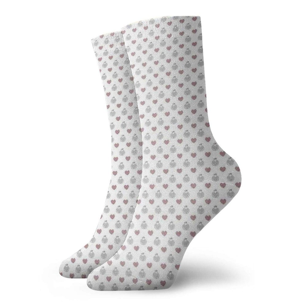 Hearts Fashion Compression Socks,Abstract Hand Drawn Stylized Hearts Built-In Pomegranate Fruit,Performance Polyester Cushioned Athletic Crew Socks for Running,Athletic,Scarlet Black White -12 inch