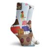 GULTMEE Funny Compression Socks Women and Men,Cute Pirate Kids Treasure Chest With Ship On Ocean Background Illustration,Best for Circulation,Running,Athletic,Nurse,Travel, -12 inch view 2