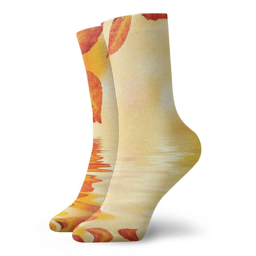 GULTMEE Funny Compression Socks Women and Men,Autumn Maple Leaves Shadow On The Water Mystic Magical Sun Artistic Image,Best for Circulation,Running,Athletic,Nurse,Travel, -12 inch
