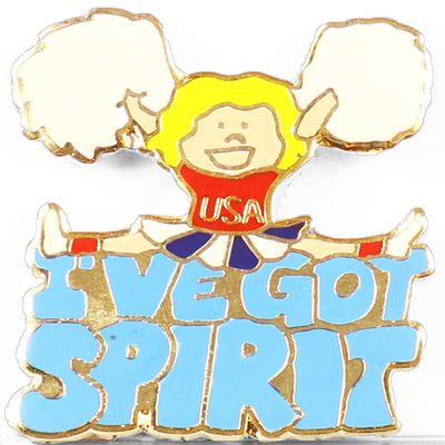 Snowflake Designs Blue/Red I've Got Spirit Cheerleading Pin #170