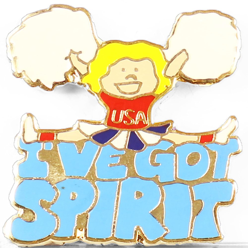 Snowflake Designs Blue/Red I've Got Spirit Cheerleading Pin #170